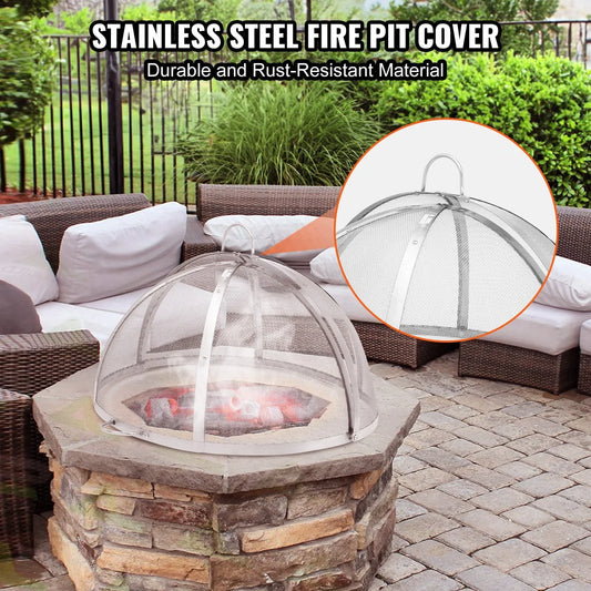 VEVOR Firepit Spark Screen Lid, 40" Diameter, Outdoor Firepit Ring Cover Round Accessories, Fire Pit Metal Cover, Easy-Opening Stainless Steel Fire Ring Covers for Outdoor Patio Fire Pits Backyard - Mekamart Australia