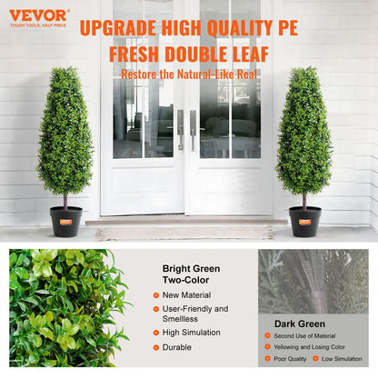 VEVOR 2 Pack 91.4cm Artificial Boxwood Topiary Tree Faux Plant UV Decor In/Outdoor - Mekamart Australia