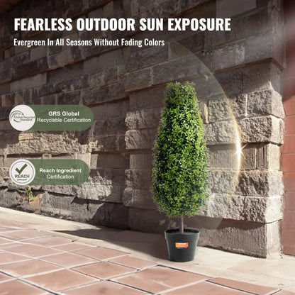 VEVOR 2 Pack 91.4cm Artificial Boxwood Topiary Tree Faux Plant UV Decor In/Outdoor - Mekamart Australia