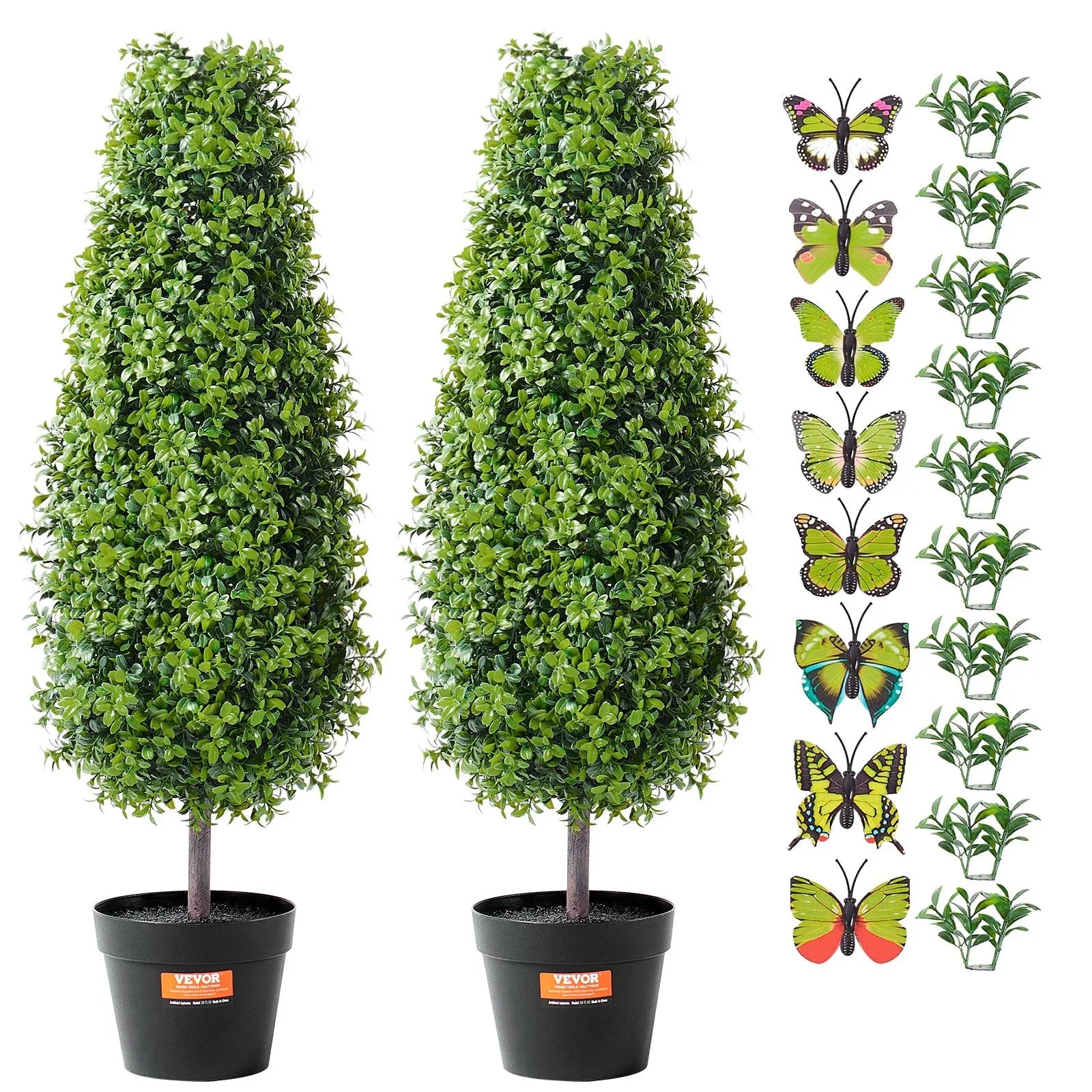 VEVOR 2 Pack 91.4cm Artificial Boxwood Topiary Tree Faux Plant UV Decor In/Outdoor - Mekamart Australia