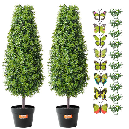VEVOR 2 Pack 91.4cm Artificial Boxwood Topiary Tree Faux Plant UV Decor In/Outdoor - Mekamart Australia