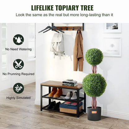 VEVOR 2 Pack 91.4cm Artificial Boxwood Topiary Tree Faux Plant UV Decor In/Outdoor - Mekamart Australia