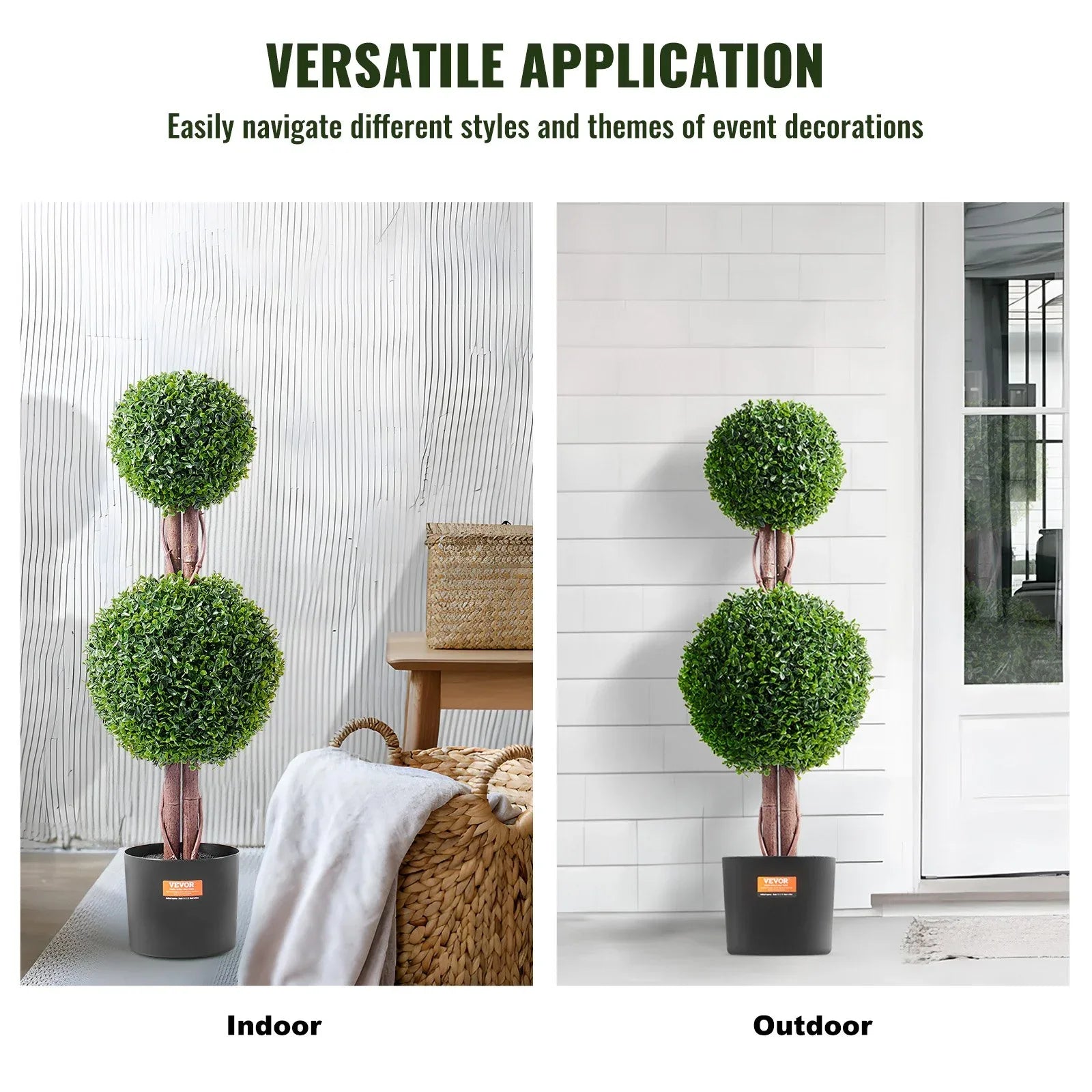 VEVOR 2 Pack 91.4cm Artificial Boxwood Topiary Tree Faux Plant UV Decor In/Outdoor - Mekamart Australia
