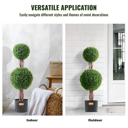 VEVOR 2 Pack 91.4cm Artificial Boxwood Topiary Tree Faux Plant UV Decor In/Outdoor - Mekamart Australia