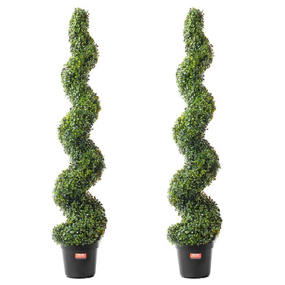 VEVOR 2 Pack 152.4cm Artificial Boxwood Topiary Tree Faux Plant UV Decor In/Outdoor - Mekamart Australia
