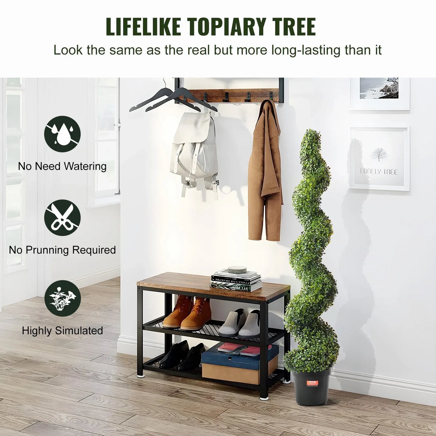 VEVOR 2 Pack 152.4cm Artificial Boxwood Topiary Tree Faux Plant UV Decor In/Outdoor - Mekamart Australia