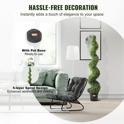 VEVOR 2 Pack 152.4cm Artificial Boxwood Topiary Tree Faux Plant UV Decor In/Outdoor - Mekamart Australia