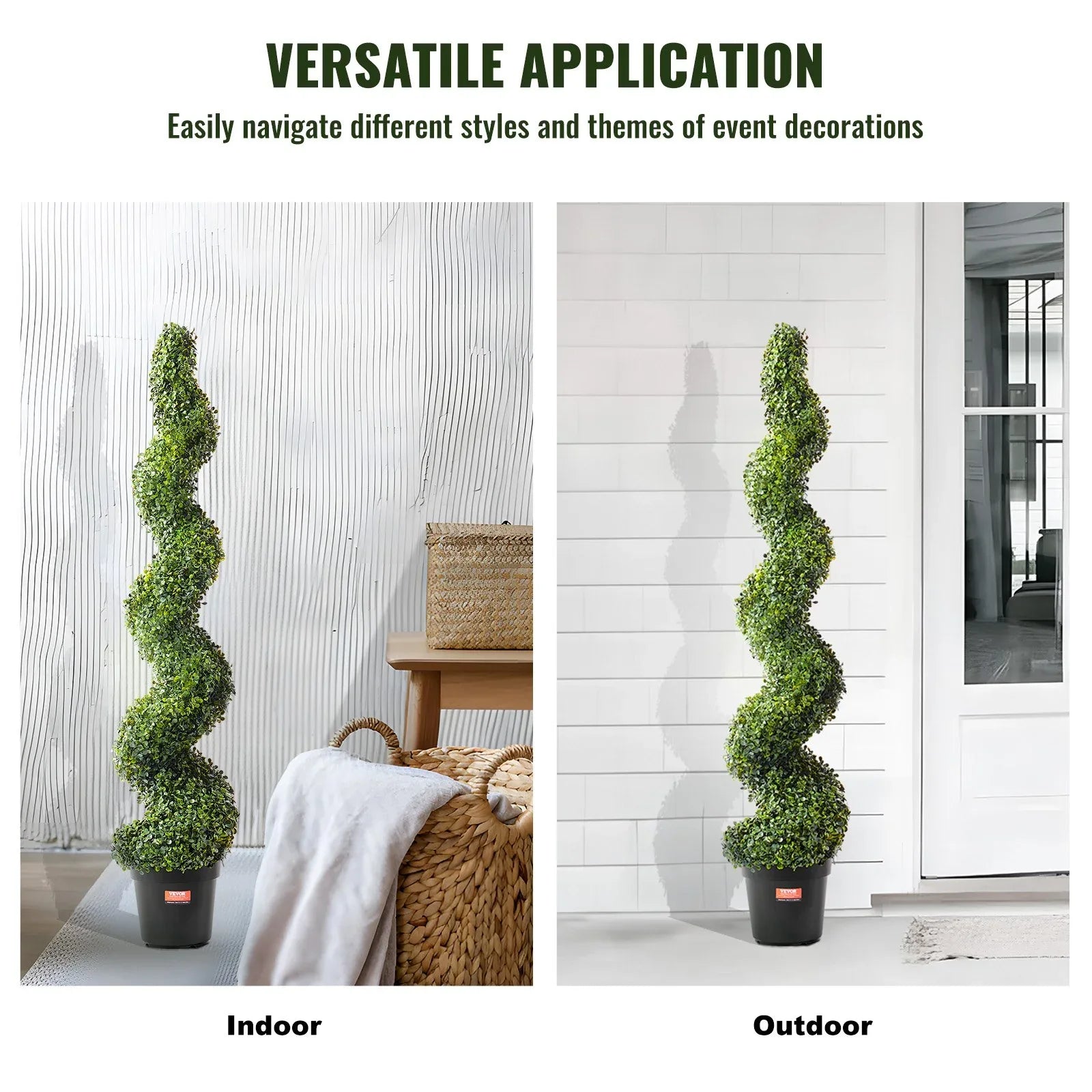 VEVOR 2 Pack 152.4cm Artificial Boxwood Topiary Tree Faux Plant UV Decor In/Outdoor - Mekamart Australia