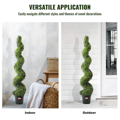VEVOR 2 Pack 152.4cm Artificial Boxwood Topiary Tree Faux Plant UV Decor In/Outdoor - Mekamart Australia