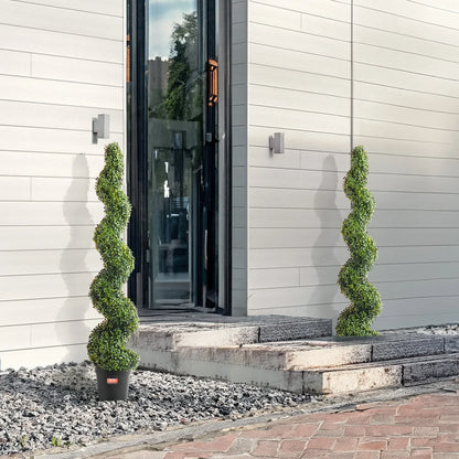 VEVOR 2 Pack 152.4cm Artificial Boxwood Topiary Tree Faux Plant UV Decor In/Outdoor - Mekamart Australia