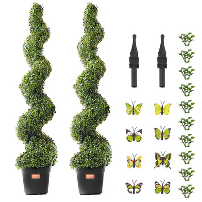 VEVOR 2 Pack 152.4cm Artificial Boxwood Topiary Tree Faux Plant UV Decor In/Outdoor - Mekamart Australia