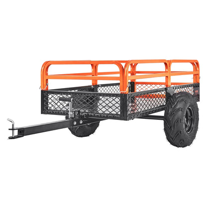 VEVOR Heavy Duty Steel ATV Dump Trailer, 1500-Pound Load Capacity 15 Cubic Feet, Tow Behind Dump Cart Garden Trailer, with Removable Sides and 2 Tires, for Mowers, Tractors, ATV, UTV - Mekamart Australia
