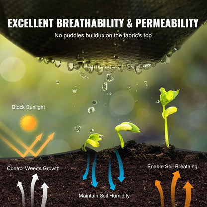 VEVOR Weed Barrier Landscape Fabric, 3*100FT Heavy Duty Garden Weed Fabric, Woven PP Weed Control Fabric, Driveway Fabric, Geotextile Fabric for Landscaping, Ground Cover, Weed Blocker Weed Mat, Black - Mekamart Australia
