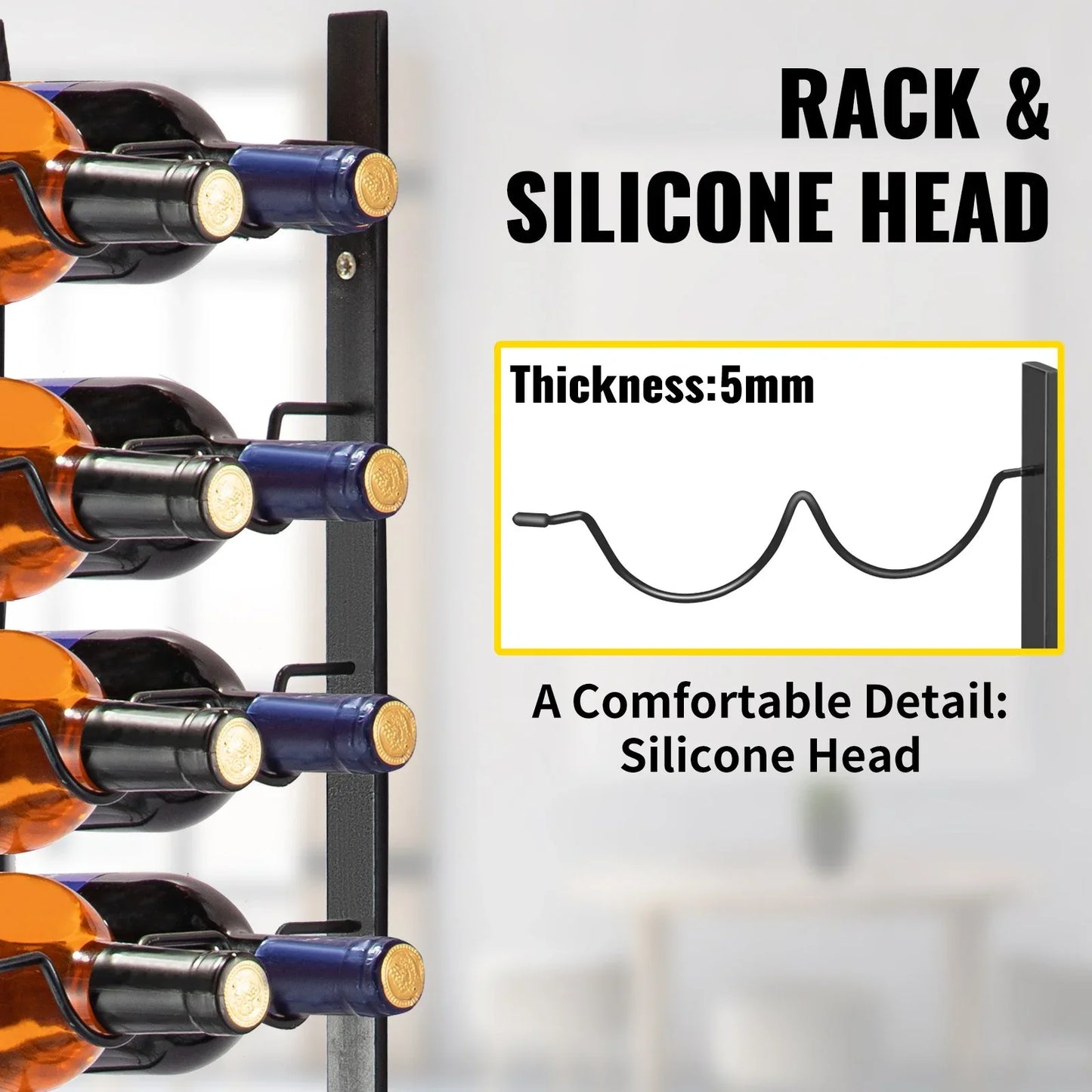 VEVOR Wall Mounted Wine Rack, 12x2 Bottles Wine Holder Towel Rack, Black Steel Vertical Wine Rack, Modern Decorative Wall Mounted Wine Bottle Holder, Forward Design Simple Storage Wall Rack 48x11x1 In - Mekamart Australia