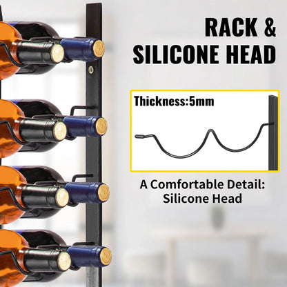 VEVOR Wall Mounted Wine Rack, 12x2 Bottles Wine Holder Towel Rack, Black Steel Vertical Wine Rack, Modern Decorative Wall Mounted Wine Bottle Holder, Forward Design Simple Storage Wall Rack 48x11x1 In - Mekamart Australia