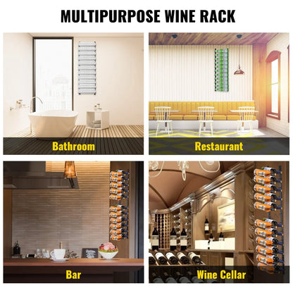 VEVOR Wall Mounted Wine Rack, 12x2 Bottles Wine Holder Towel Rack, Black Steel Vertical Wine Rack, Modern Decorative Wall Mounted Wine Bottle Holder, Forward Design Simple Storage Wall Rack 48x11x1 In - Mekamart Australia
