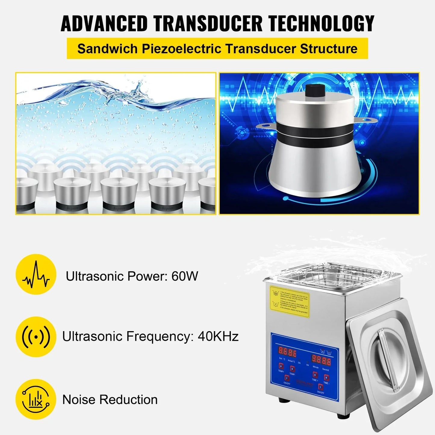 VEVOR Ultrasonic Cleaner 2L Jewelry Cleaning with Digital Timer Ultrasonic Cleaning Machine for Jewellery Rings Watches Eyeglasses Dentures Coins Metal Parts Commercial and Home Use - Mekamart Australia