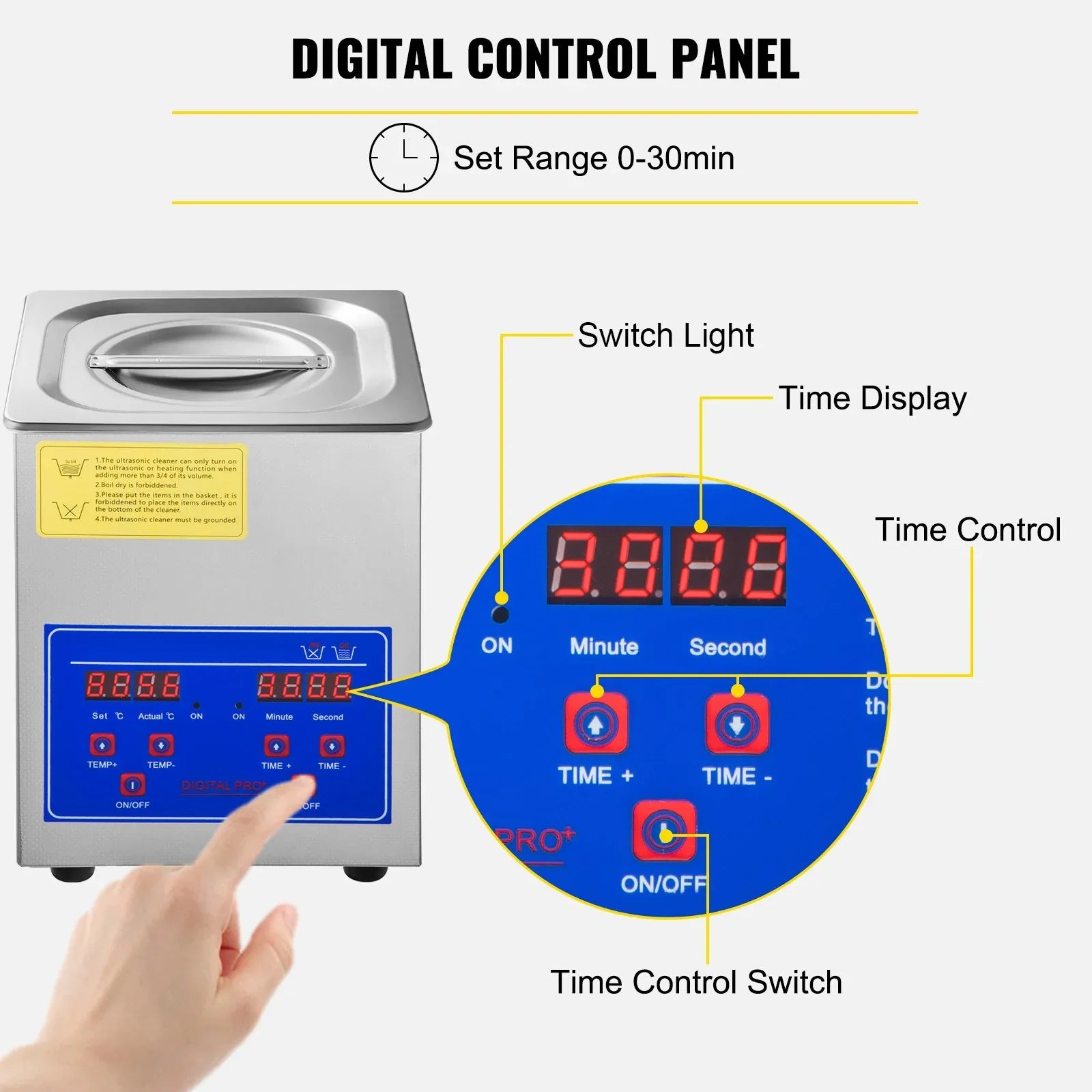 VEVOR Ultrasonic Cleaner 2L Jewelry Cleaning with Digital Timer Ultrasonic Cleaning Machine for Jewellery Rings Watches Eyeglasses Dentures Coins Metal Parts Commercial and Home Use - Mekamart Australia