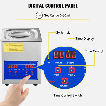 VEVOR Ultrasonic Cleaner 2L Jewelry Cleaning with Digital Timer Ultrasonic Cleaning Machine for Jewellery Rings Watches Eyeglasses Dentures Coins Metal Parts Commercial and Home Use - Mekamart Australia