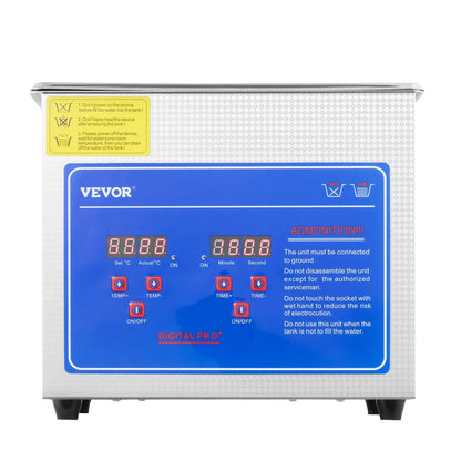 VEVOR Ultrasonic Cleaner Machine 3L Stainless Steel Ultrasonic Cleaning Machine Digital Heater Timer Jewelry Cleaning for Commercial Personal Home Use (3L) - Mekamart Australia