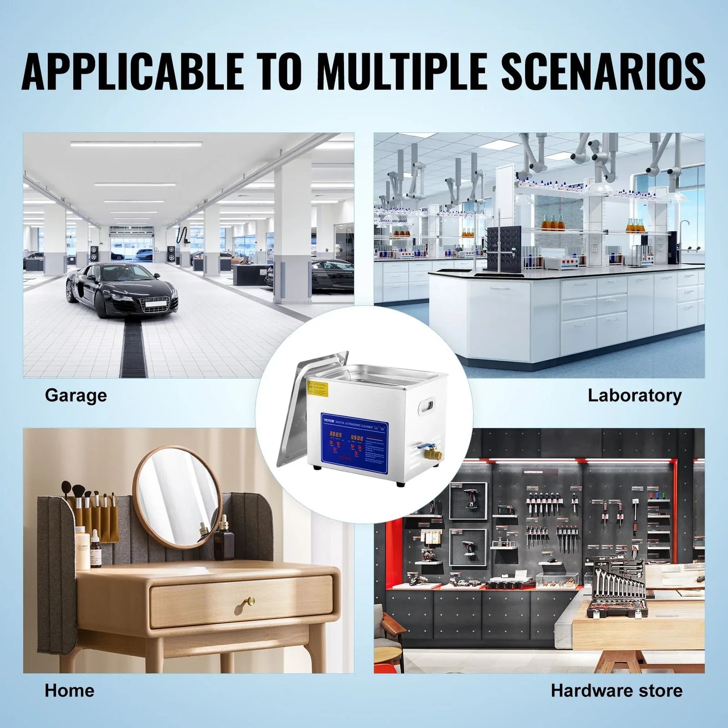 VEVOR Ultrasonic Cleaner 10L Jewelry Cleaning with Digital Timer Ultrasonic Cleaning Machine for Jewellery Rings Watches Eyeglasses Dentures Coins Metal Parts Commercial and Home Use Silver - Mekamart Australia