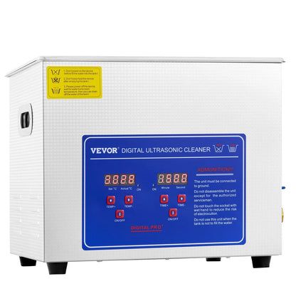VEVOR Ultrasonic Cleaner 10L Jewelry Cleaning with Digital Timer Ultrasonic Cleaning Machine for Jewellery Rings Watches Eyeglasses Dentures Coins Metal Parts Commercial and Home Use Silver - Mekamart Australia