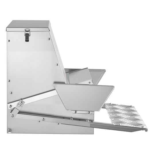 Automatic Chicken Feeder, 18.14 kg Capacity, Rainproof Treadle Poultry Feeder with Lockable Lid, No Waste, Galvanized Steel Construction, Outdoor Use, for Chicken, Bantams, Poultry, Pheasants