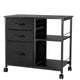 VEVOR Mobile Metal File Cabinet with 3 Fabric Drawers and 2 Open Shelves Black - Mekamart Australia