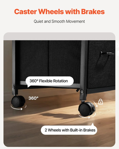 VEVOR Mobile Metal File Cabinet with 3 Fabric Drawers and 2 Open Shelves Black - Mekamart Australia