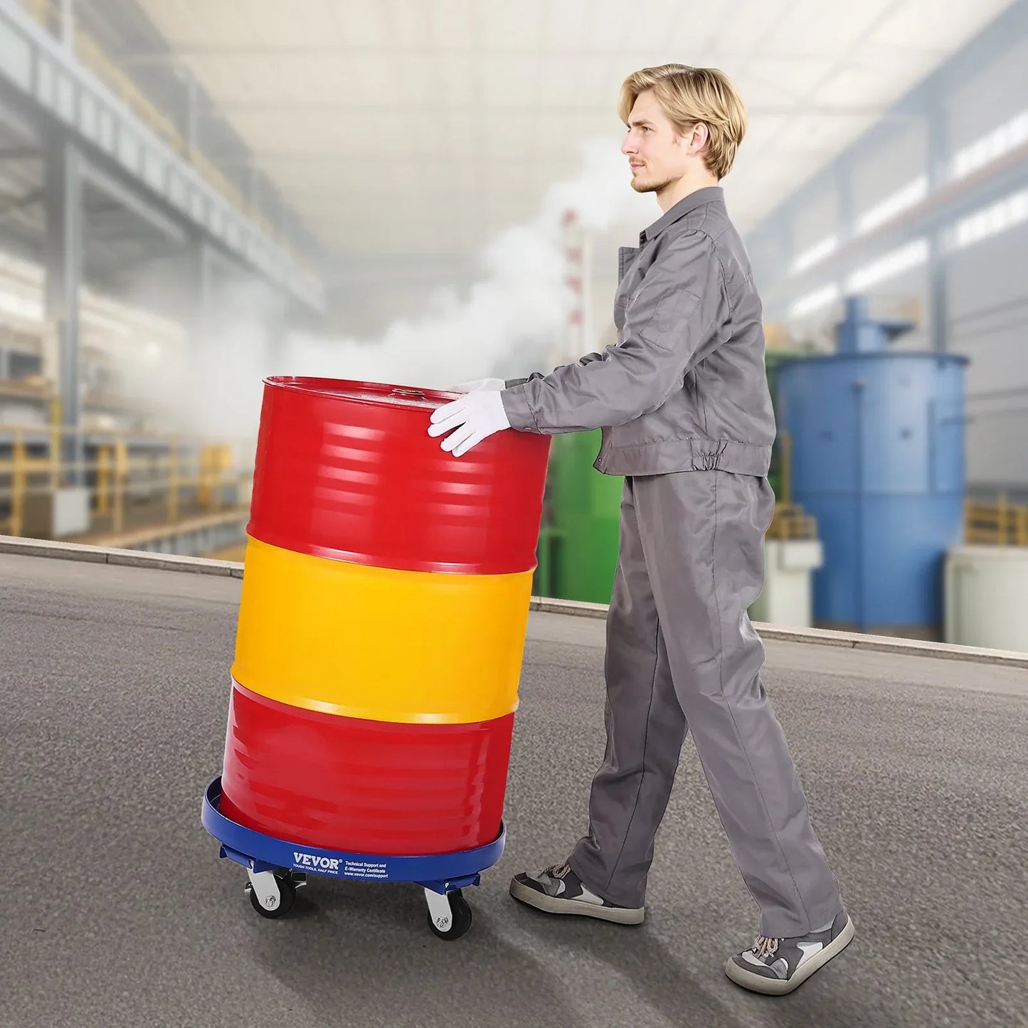 VEVOR 55 Gallon Drum Dolly 2000 lbs Barrel Dolly Cart Drum Caddy 4 Caster Wheels - Mekamart Australia