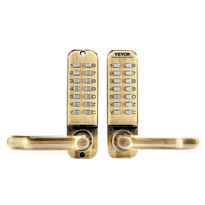 Mechanical Keyless Entry Door Lock, 14 Key Mechanical Door Lock, Mechanical Keypad Door Lock with Handle, Double-Sided Stainless Steel Waterproof Keyless Gate Lock, for Home Office Fence Garage