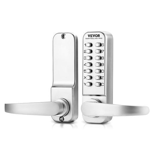 Mechanical Keyless Entry Door Lock, 14 Key Mechanical Door Lock, Mechanical Keypad Door Lock with Handle, Stainless Steel Waterproof Keyless Gate Lock, for Home Office Outdoor Fence Garage Yard