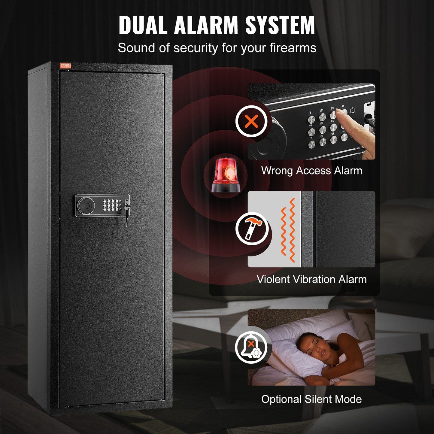6-8 Rifles Gun Safe, Rifle Safe with Lock & Digital Keypad, Quick Access Tall Gun Storage Cabinet with Removable Shelf, Rifle Cabinet for Home Rifle and Shotguns