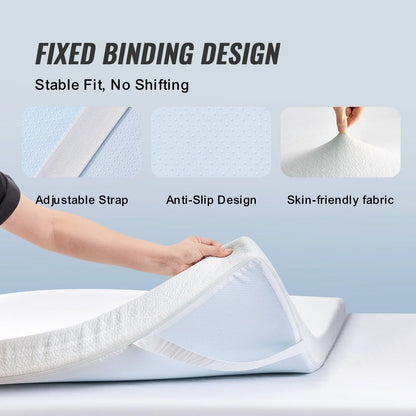 VEVOR Mattress Topper Memory Foam Detachable & Washable Queen 76.2 mm Thickness - Mekamart Australia