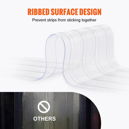 VEVOR Strip Curtain, 3048 cm L x 30.5 cm W x 3 mm Thickness, Clear Ribbed PVC Curtain Strip Door Bulk Roll, Plastic Door Strips for Doorway of Supermarket, Garage, Warehouse, Barn, Pet Animal House - Mekamart Australia