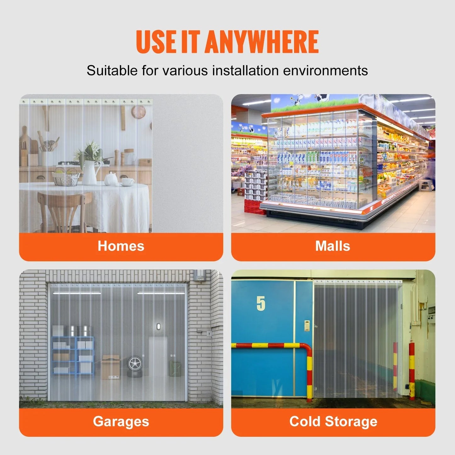 VEVOR Strip Curtain, 3048 cm L x 30.5 cm W x 3 mm Thickness, Clear Ribbed PVC Curtain Strip Door Bulk Roll, Plastic Door Strips for Doorway of Supermarket, Garage, Warehouse, Barn, Pet Animal House - Mekamart Australia