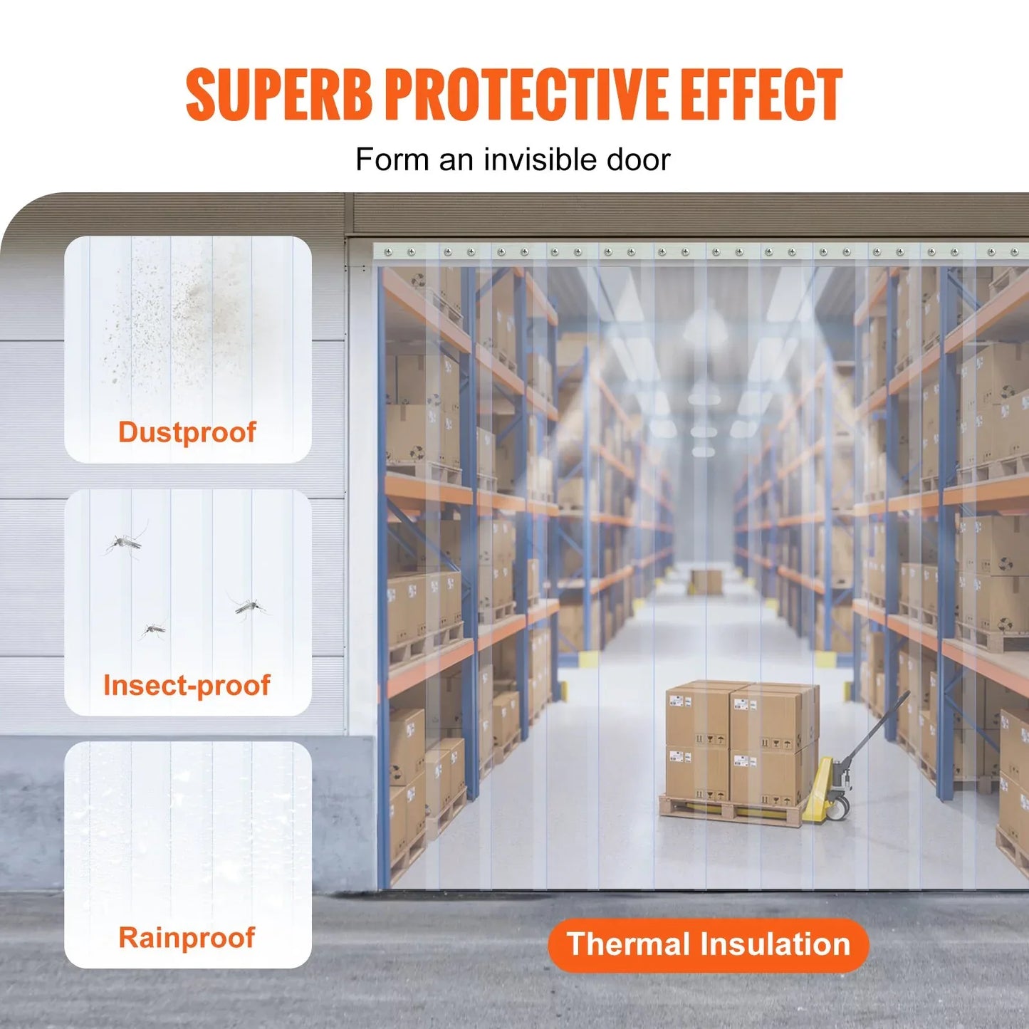 VEVOR Strip Curtain, 3048 cm L x 30.5 cm W x 3 mm Thickness, Clear PVC Smooth Curtain Strip Door Bulk Roll, Plastic Door Strips for Doorway of Supermarket, Garage, Warehouse, Barn, Pet Animal House - Mekamart Australia