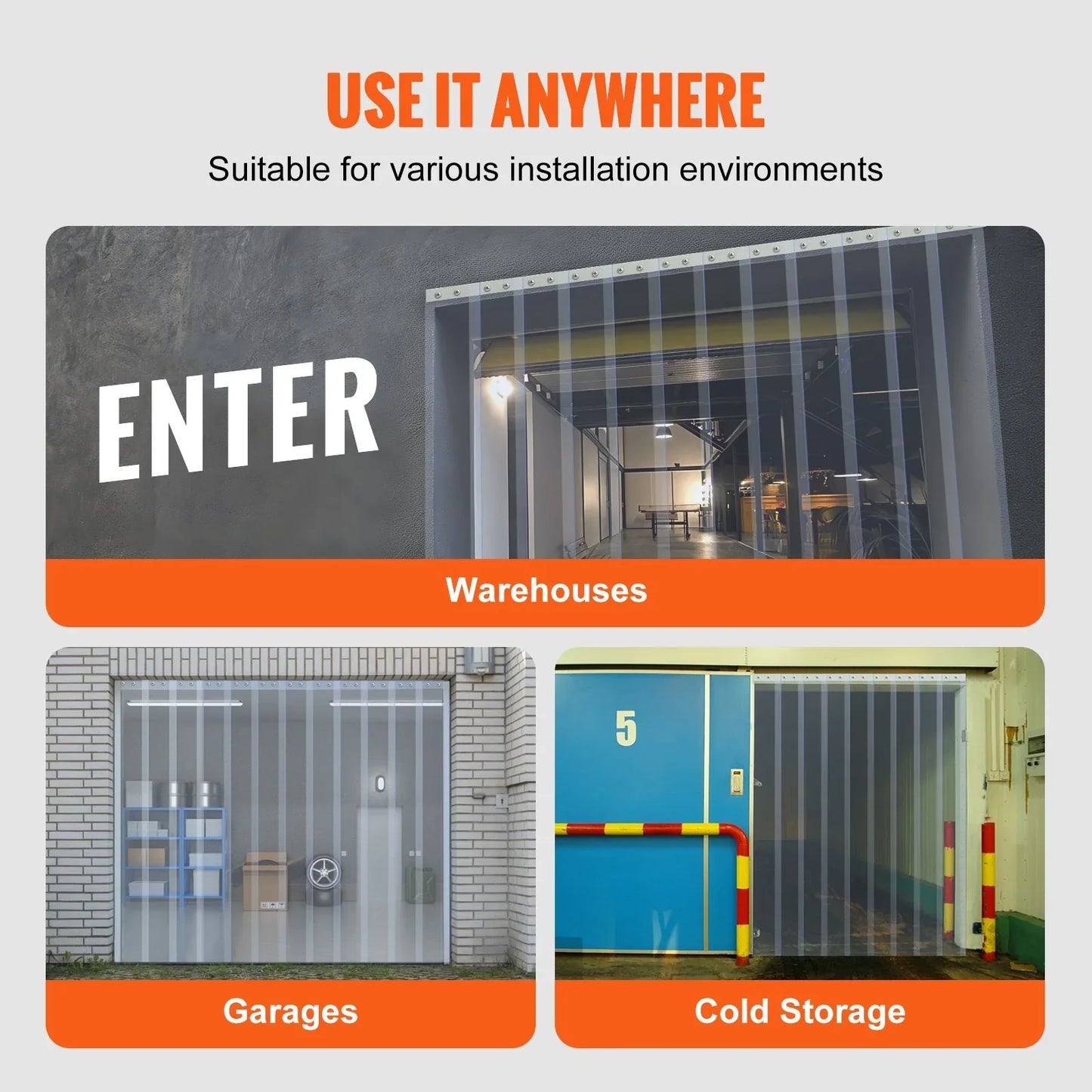 VEVOR Strip Curtain, 3048 cm L x 30.5 cm W x 3 mm Thickness, Clear PVC Smooth Curtain Strip Door Bulk Roll, Plastic Door Strips for Doorway of Supermarket, Garage, Warehouse, Barn, Pet Animal House - Mekamart Australia