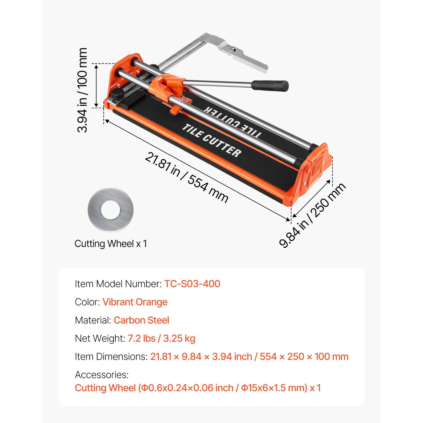 430mm Manual Tile Cutter for Wall & Polished Tiles,Double Rails for Precise Cutting, Tungsten Carbide Wheel,Non-Slip Handle,Anti-Displacement Pressure Rod,Precise Cuts for Pros & Beginners