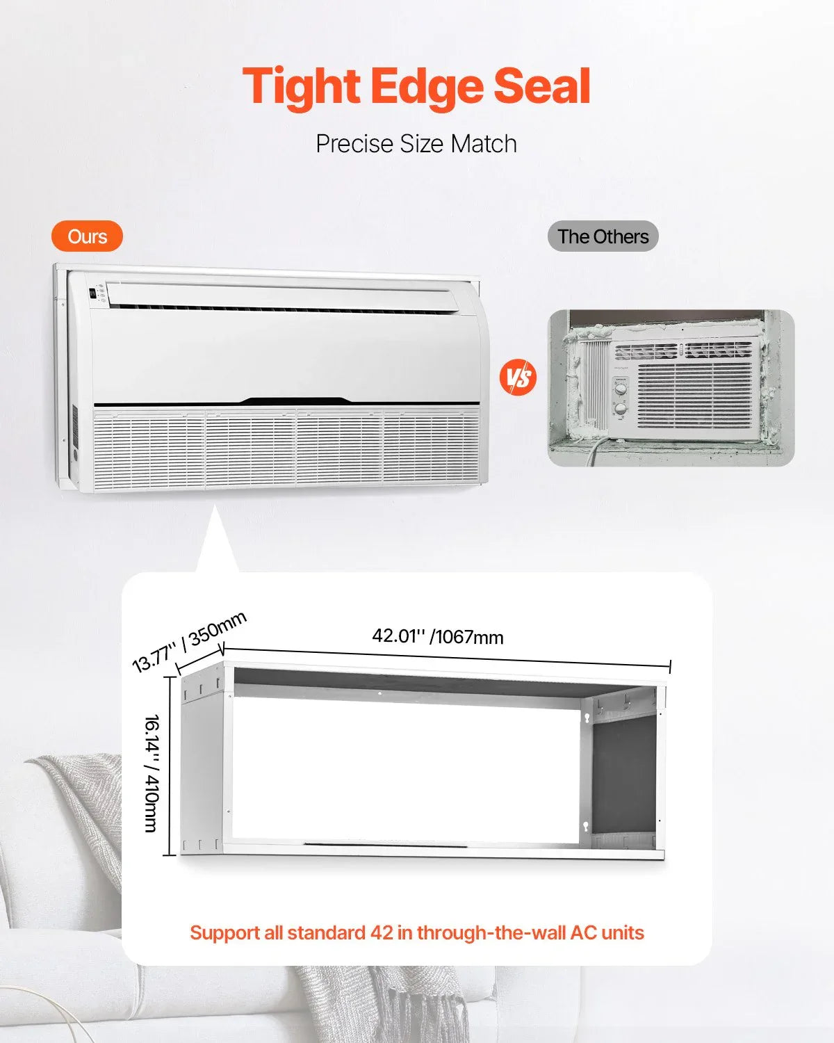 VEVOR Air Conditioner Wall Sleeve 42 in Universal Through the Wall AC Sleeve - Mekamart Australia