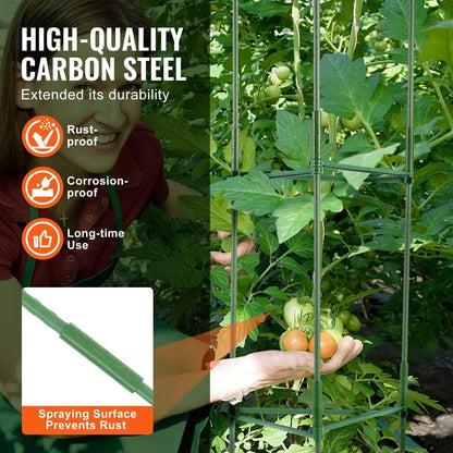 VEVOR 6 Packs Tomato Cages for Garden, 1230 mm Tomato Trellis Plant Stakes Support, Stackable Tall Plant Support Cage, for Raised Garden Bed, Vegetables Flowers and Climbing Plants - Mekamart Australia