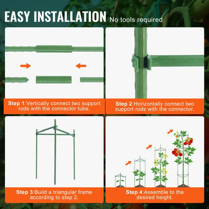 VEVOR 6 Packs Tomato Cages for Garden, 1230 mm Tomato Trellis Plant Stakes Support, Stackable Tall Plant Support Cage, for Raised Garden Bed, Vegetables Flowers and Climbing Plants - Mekamart Australia