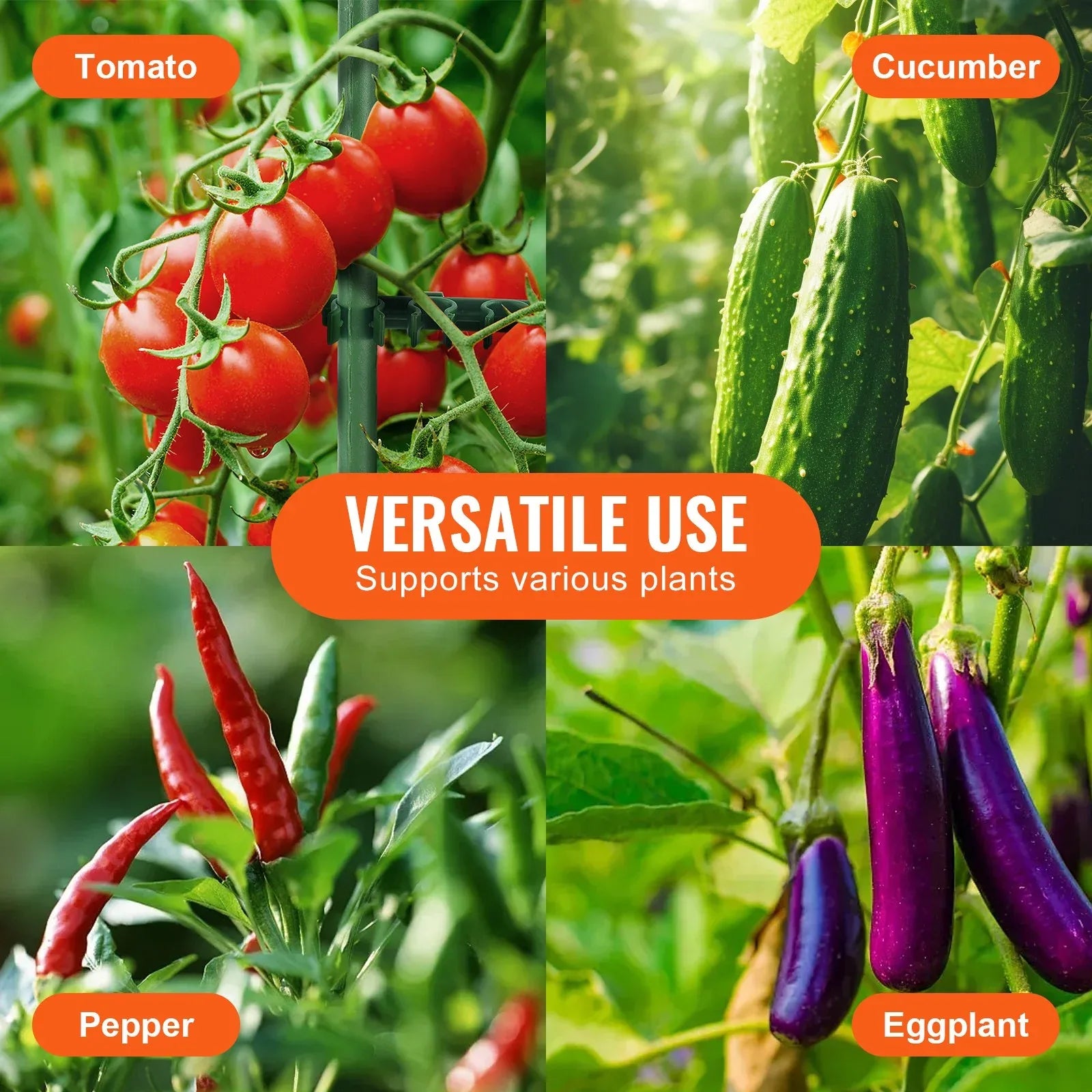 VEVOR 6 Packs Tomato Cages for Garden, 1230 mm Tomato Trellis Plant Stakes Support, Stackable Tall Plant Support Cage, for Raised Garden Bed, Vegetables Flowers and Climbing Plants - Mekamart Australia
