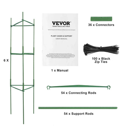 VEVOR 6 Packs Tomato Cages for Garden, 1230 mm Tomato Trellis Plant Stakes Support, Stackable Tall Plant Support Cage, for Raised Garden Bed, Vegetables Flowers and Climbing Plants - Mekamart Australia