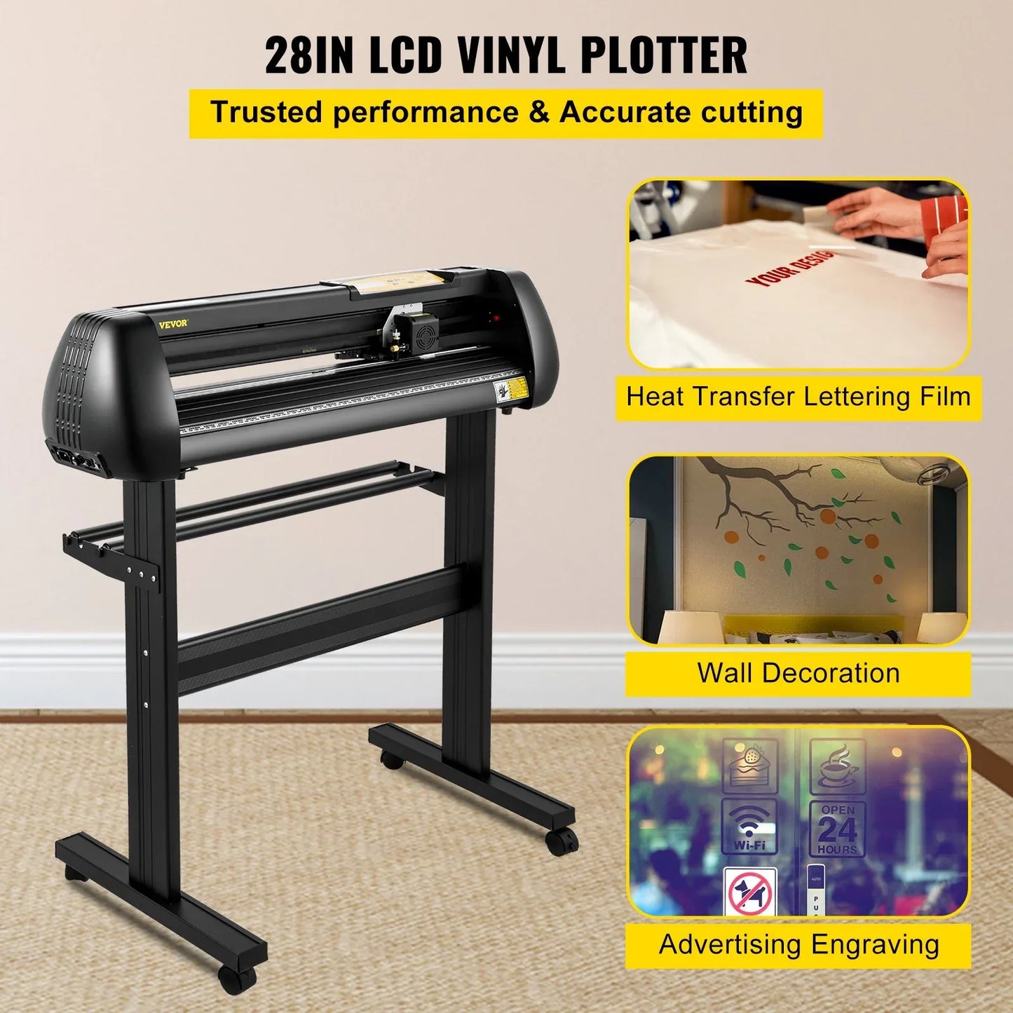 VEVOR Vinyl Cutter, 28inch Paper Feed Cutting Plotter Bundle, Adjustable Force & Speed Vinyl Printer with Powerful Stepper Motors, Signmaster Software Bundle Kit Compatible with Windows System - Mekamart Australia