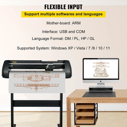 VEVOR Vinyl Cutter, 28inch Paper Feed Cutting Plotter Bundle, Adjustable Force & Speed Vinyl Printer with Powerful Stepper Motors, Signmaster Software Bundle Kit Compatible with Windows System - Mekamart Australia