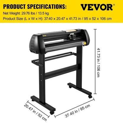 VEVOR Vinyl Cutter, 28inch Paper Feed Cutting Plotter Bundle, Adjustable Force & Speed Vinyl Printer with Powerful Stepper Motors, Signmaster Software Bundle Kit Compatible with Windows System - Mekamart Australia