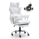 VEVOR Reclining Office Chair with Footrest, Heavy Duty PU Leather Wide Office Chair, Big and Tall Executive Office Chairs with Lumbar Support, Strong Metal Base Quiet Wheels, White - Mekamart Australia