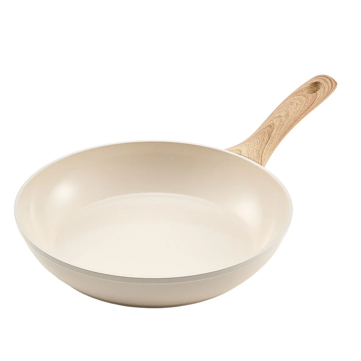 VEVOR Frying Pan Skillet, Aluminum Egg Fry Pans, 3 Pcs (200, 240, 280 mm), Nonsitck Ceramic Heavy-Duty Skillets with Heat-Resistant Handle, Chef's Kitchen Cookware for Gas, Electric, Induction, Beige - Mekamart Australia