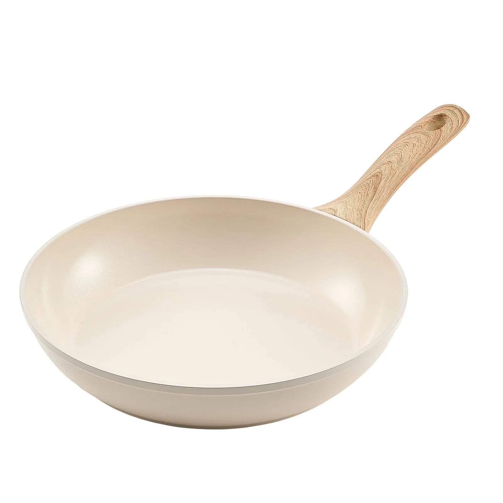 VEVOR Frying Pan Skillet, Aluminum Egg Fry Pans, 3 Pcs (200, 240, 280 mm), Nonsitck Ceramic Heavy-Duty Skillets with Heat-Resistant Handle, Chef's Kitchen Cookware for Gas, Electric, Induction, Beige - Mekamart Australia
